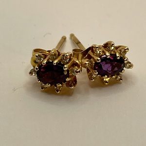 Amethyst and diamond earring